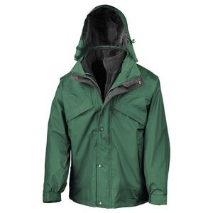 Result Mens Zip And Clip Waterproof 3 in 1 Jacket / Bottle Green/Black